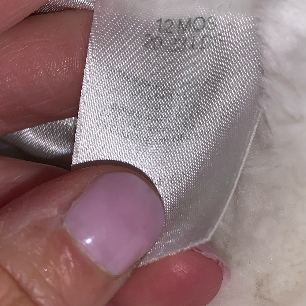 Koala Baby Boutique Vegan White Fur Coat and pink beanie hat 12 mos. - Picture 2 of 13